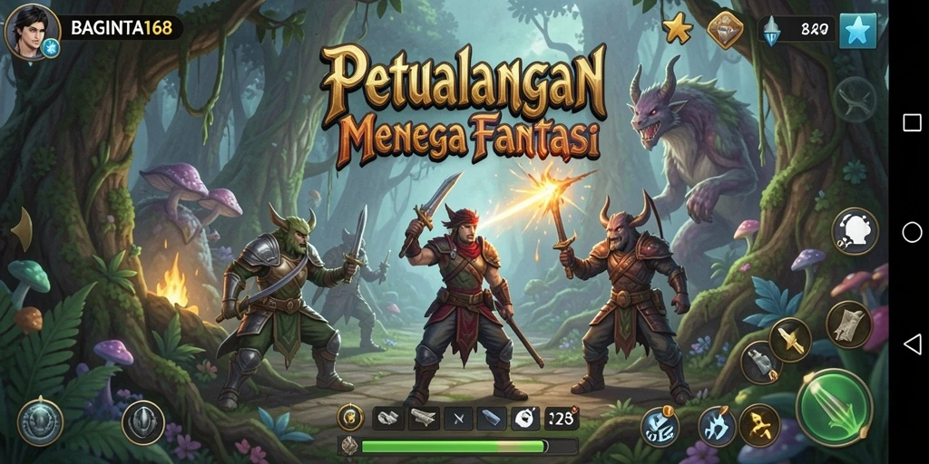 Tampilan menakjubkan dari gameplay petualangan RPG.