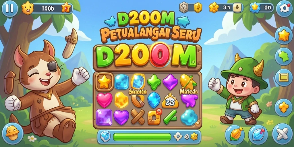 Tampilan gameplay seru dan penuh warna dalam D200M.