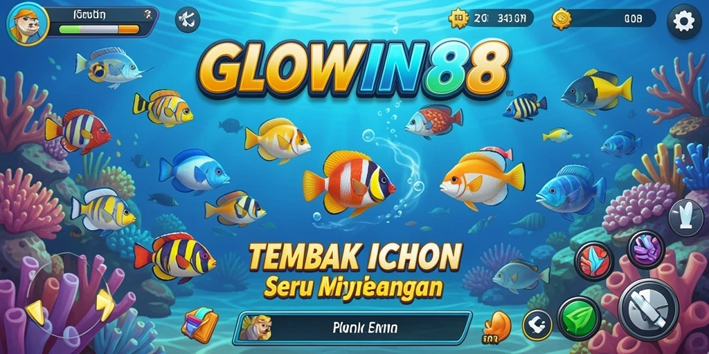 Screenshot utama GLOWIN88 menunjukkan serunya permainan Tembak Ikan.