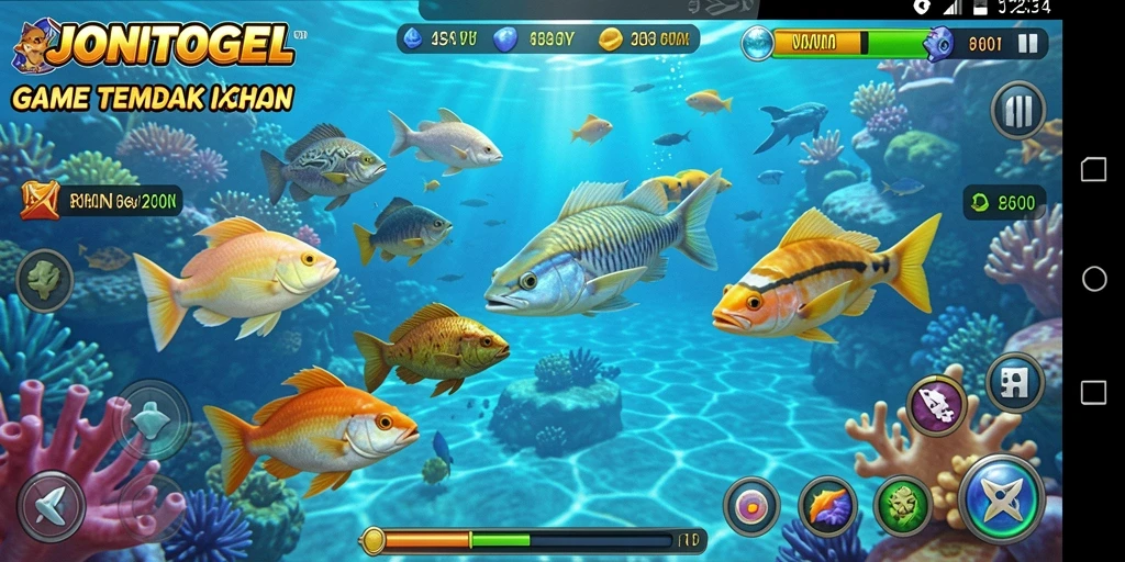 Tangkapan layar gameplay JONITOGEL menunjukkan keseruan menembak ikan.