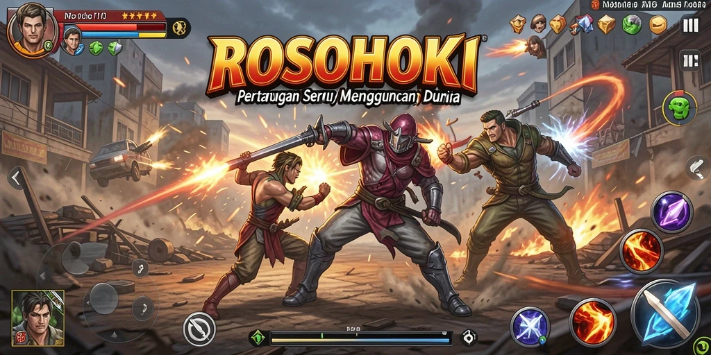 Tampilan gameplay pertarungan intens di ROSOHOKI.