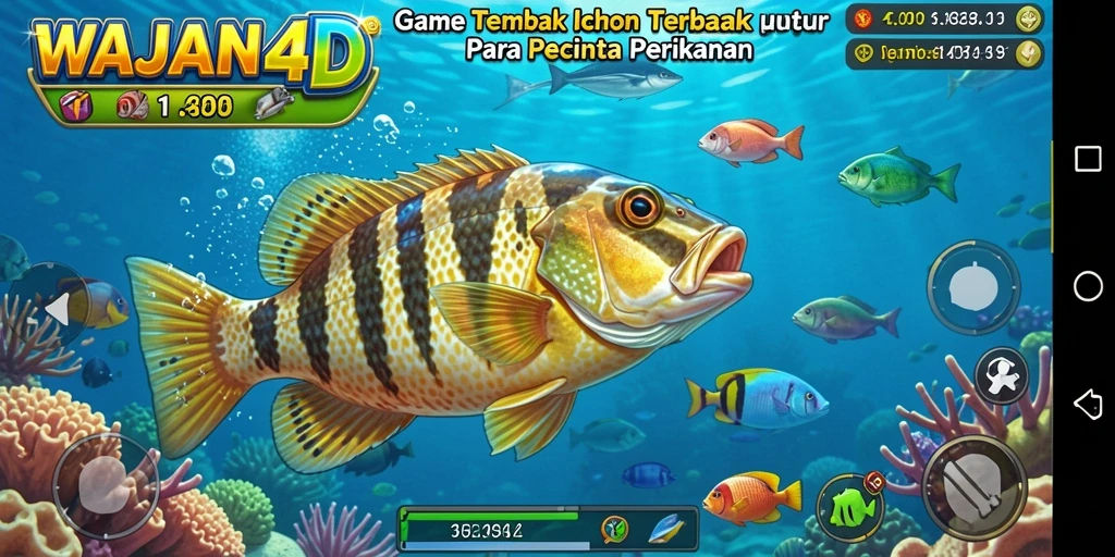 Gameplay seru dan menegangkan dalam WAJAN4D saat menembak ikan.